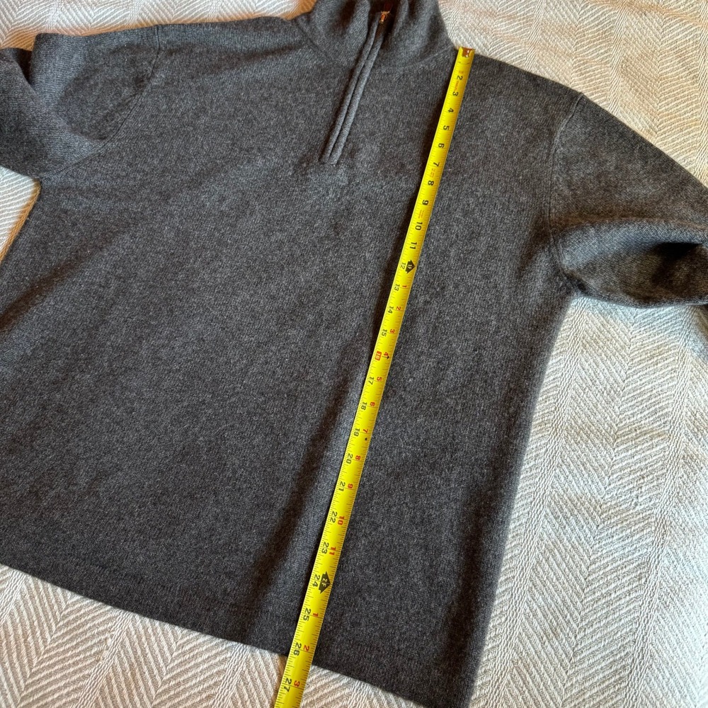 American Blue Pure Cashmere Quarter Zip Sweater Mens Medium Charcoal Gray Knit - Picture 9 of 9